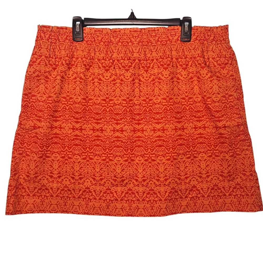 Joe Fresh Womens XL Orange Red Geometric Cotton Mini Skirt Elastic Waist Boho